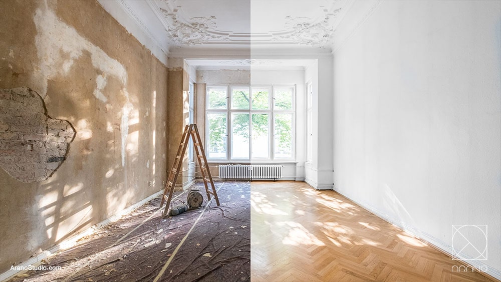 تصاویر قبل و بعد بازسازی داخلی ساختمان