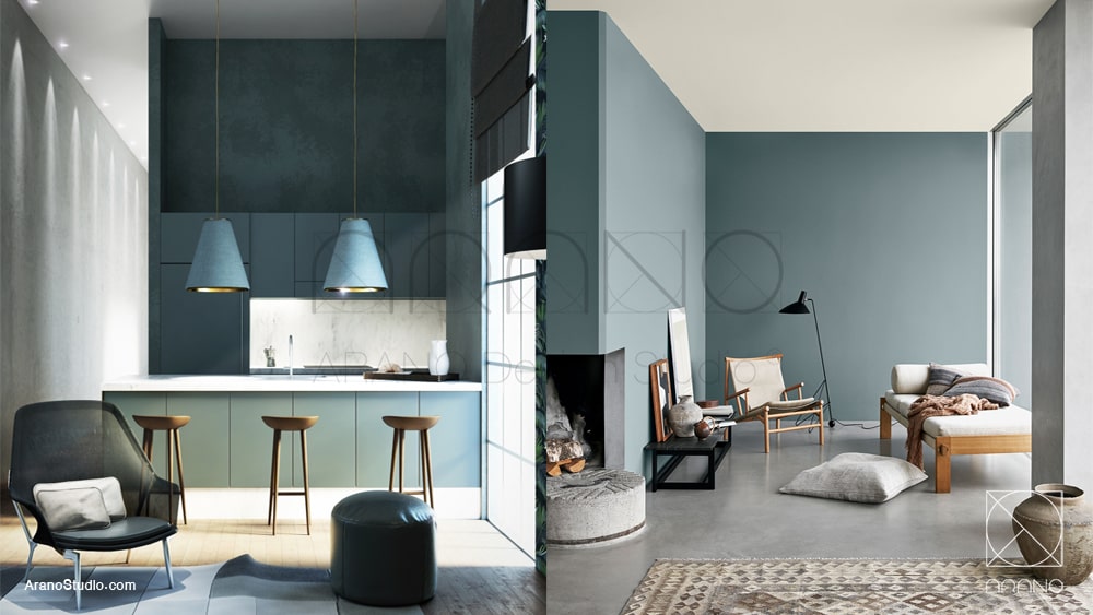 طراحی داخلی و دکوراسیون با هارمونی رنگهای سرد (Cool Colors) با رنگهای آبی و سبز