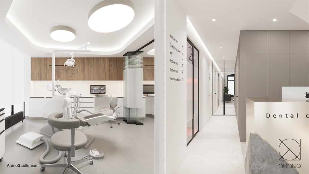 نمونه طراحی داخلی کلینیک و مطب دندانپزشکی خارجی و لاکچری