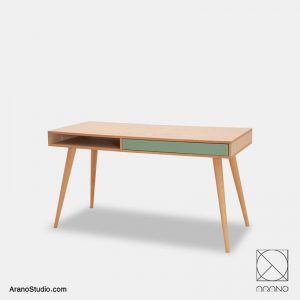 میز تحریر چوبی با کشو سبز