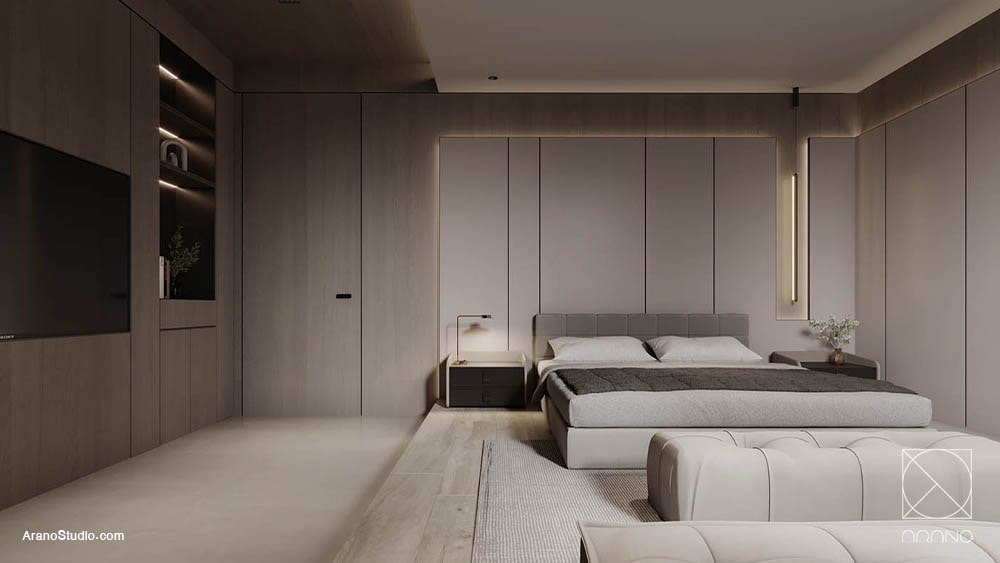 طراحی فضاهای ویلا - اتاق خواب و اتاق خواب مستر