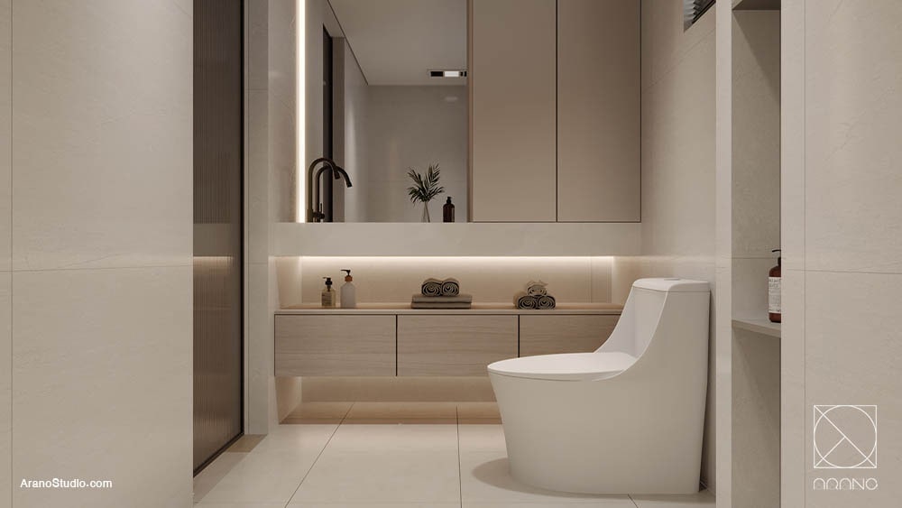طراحی فضاهای ویلا - حمام و سرویس بهداشتی (دستشویی)