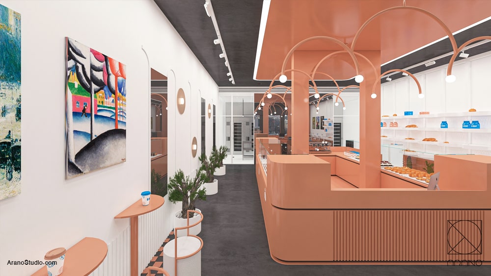 طراحی داخلی کافه بیکری- آرانو bakery cafe interior design- Arano Studio