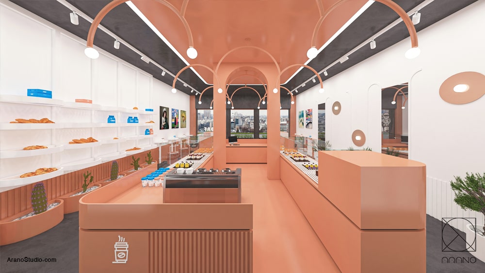 طراحی داخلی کافه بیکری- آرانو bakery cafe interior design- Arano Studio
