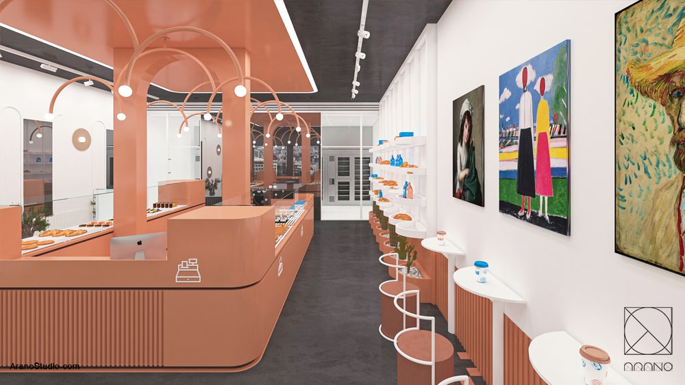 طراحی داخلی کافه بیکری- آرانو bakery cafe interior design- Arano Studio