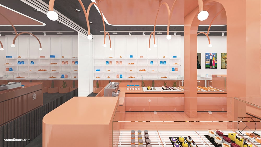 طراحی داخلی کافه بیکری- آرانو bakery cafe interior design- Arano Studio