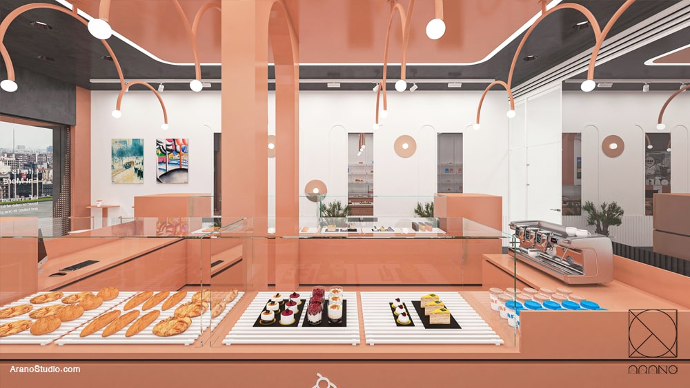 طراحی داخلی کافه بیکری- آرانو bakery cafe interior design- Arano Studio